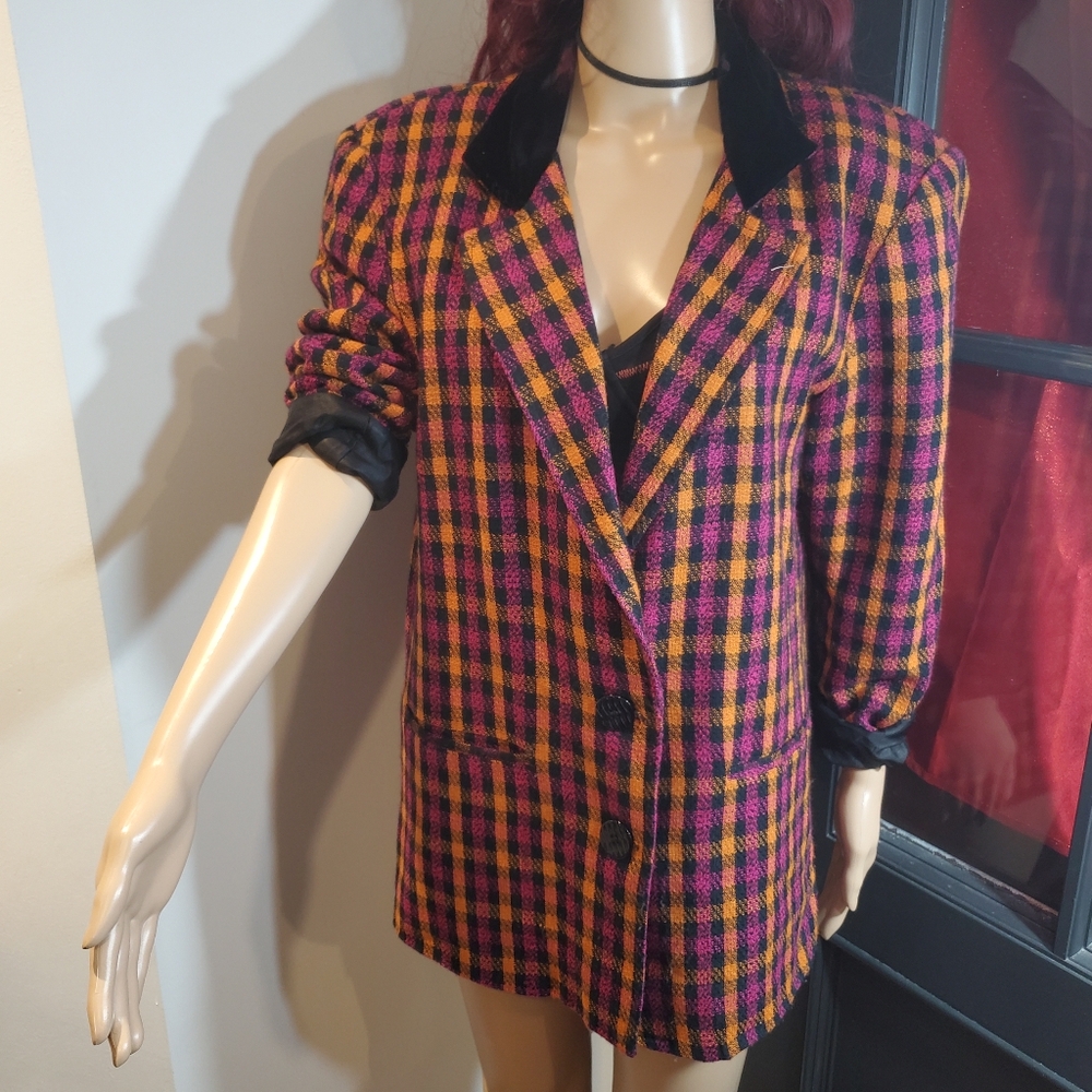 Vintage Multicolor Plaid Blazer